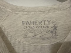 Faherty Men’s Long Sleeve Cloud Waffle Crew, Ivory Heather, XXL