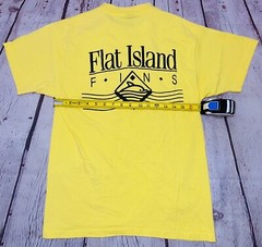 *VINTAGE* Anvil 1980s Flat Island Fins Men’s Yellow Single-Stitch Shirt; Size L