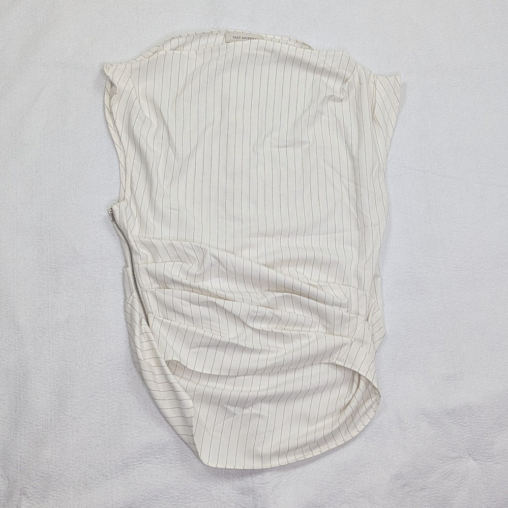 Salt Murphy Julian Top Shirt Mens Medium Sleeveless White Striped