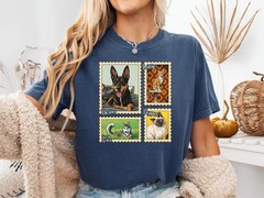 Custom Pet Portrait Stamp Comfort Tee Personalized Dog Cat Photo