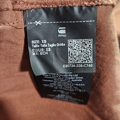G Star Raw Lash T Shirt Mens XS Brown Curved Hem Organic Cotton Sustainable