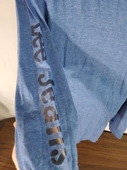 LEE Jeans Mens T-shirt Blue XL Long Sleeve Crew Neck Graphic Tee Spell Out