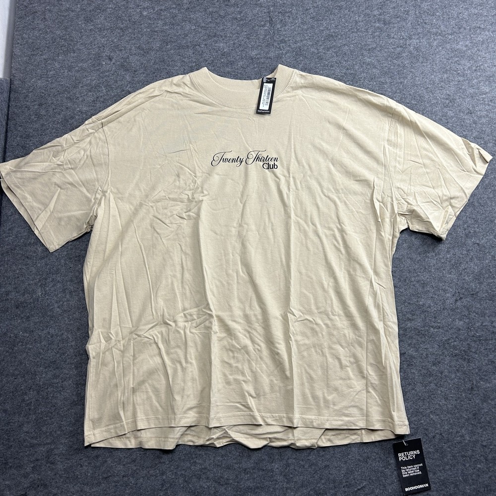 BoohooMAN Shirt Men’s XL, Oversized Extended Neck Tennis Palm Tee, 2013 Club