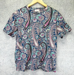 ETRO Milano Paisley Print T Shirt Top Mens L Multicolor Italy Cotton Short