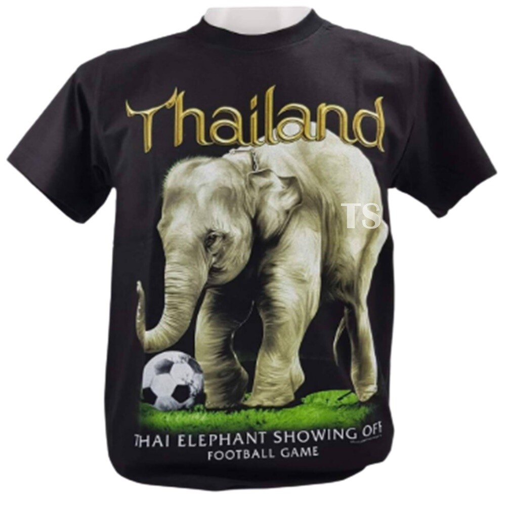 T Shirt Cotton Elephant Crew Neck Short Sleeve Clothes Adult Unisex Thailand 1Pc