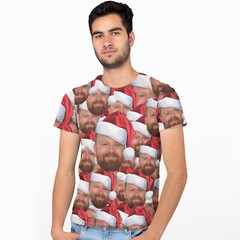 Personalised Funny Face All Over Santa T Shirt Men shirt Christmas Him Custom…