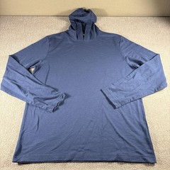 Travis Mathew Shirt Mens Large Blue Long Sleeve Hoodie Stretch Soft Tee