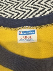 VTG 70s Champion SZ L Blue Bar NCWSA Swimming Diving Champions Yellow Ringer USA