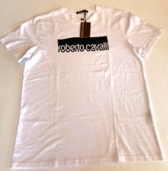 Roberto Cavalli White Logo Graphic Tee Size XL NWT$299