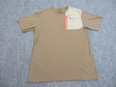 Puma Shirt Mens Small Brown Tan Block Nylon Pocket Outdoor Performance Tee