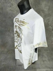 Mens T-Shirt GRAND PRIX RACING with GOLD FOIL Seams Urban Style Red White Black