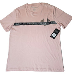 True Religion Metallic Logo Taping TEE Dull Pink XL XLarge Sretch Cotton NWT