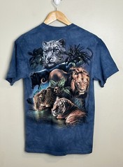 Vintage Tie Dye Shirt Sz Small Big Cats Lion Leopard Tiger Panther Delta Tag