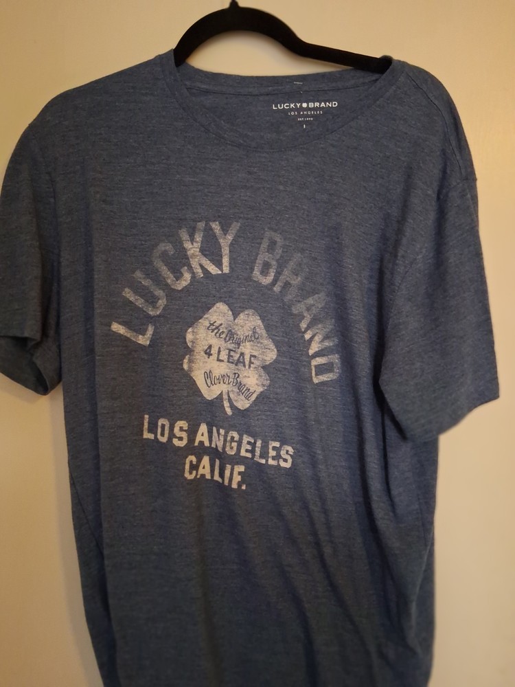 Lucky Brand Men’s L Blue Short Sleeve Crew Neck Los Angeles Graphic Logo Tee