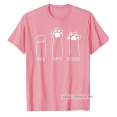 Funny Cat Lovers T-shirt Rock Paper Scissors Hand Game Cute Paw Kittens Fur Tee