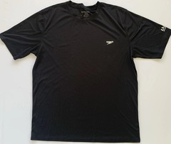 Speedo Men’s Rash Guard Shirt L Large UV50 Black Swimming Stretch Short Sleeve