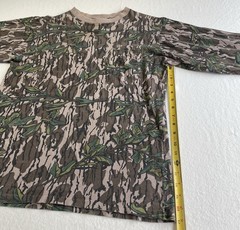 Vtg LG Long Sleeve Mossy Oak Pocket Shirt Green Leaf Foliage USA Made See Pics
