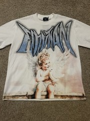 NWT Mixed Emotion Angel Dove Rhinestone Short Sleeve Graphic Print Tee Men M