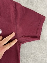Y2K Famous Stars And Straps Shirt Mens L Logo Burgundy *Pits* Distressed *Mark
