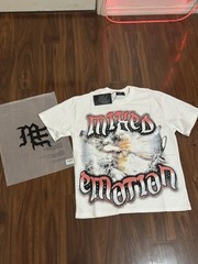 Mixed Emotion Logo Graphic Print Studded Crew Neck T-Shirt White S