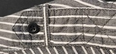 Seven Souls Striped White & Black Button Up Shirt Size Large With Patches