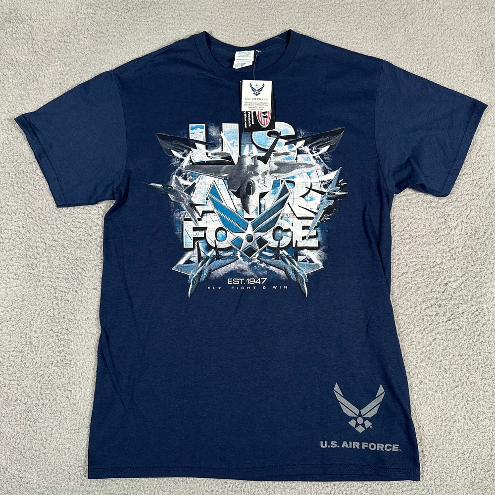 US Air Force Shirt Adult Medium Blue Plane Jet United States Military Graphic