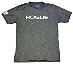 Rogue Fitness Shirt Mens Medium Black Elastic Stretch Short Sleeve Workout USED