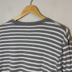 Mens Old Navy Rib Knit Shirt Size Large L/S Cotton Gray White Preppy Casual Y2K