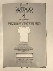 Buffalo by David Bitton Premium White Crew T-Shirts 4 Pack Tag Free Cotton