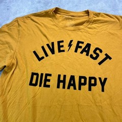 FastHouse Live Fast Die Happy T-Shirt Mens Large Yellow