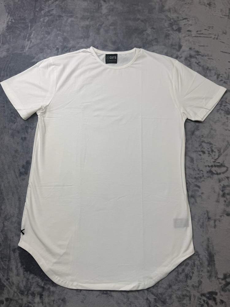 Cuts Clothing Short Sleeve Crew Elongated Fit T-Shirt Men’s Large Optic-White