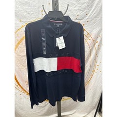 Tommy Hilfiger Men’s Logo Graphic Long-Sleeve Polo Shirt – Desert Sky Size XXL