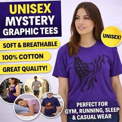 Men’s Graphic T-Shirts 5 Pack Mystery 100% Cotton Tees GREAT VALUE! Comfort Wear