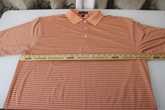 Men’s Size L Peter Millar Summer Comfort Polo Golf Shirt Peachy Orange Striped