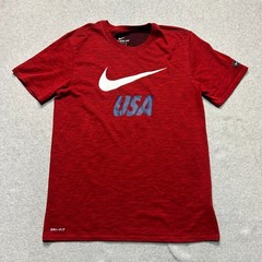 Nike Team USA Shirt Mens Medium Red Athletic Cut Football Dri Fit Olympics