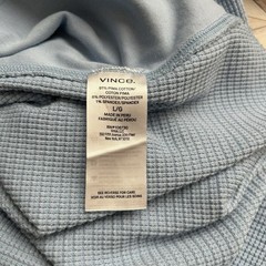 Vince Mens Waffle Knit Shirt Size Large Blue LS Thermal Y2K 90s Look Pima Cotton