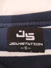 JEANSTATION Men’s S Navy Striped V-Neck T-Shirt Jersey Cotton Blend(260330-05)