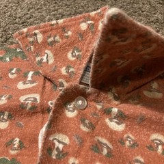 Vintage 70s Mushroom Squirrel Print Permanent Press Button Up Shirt M Cotton