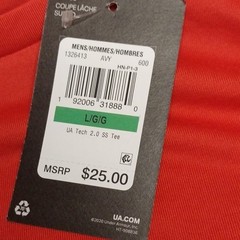 Under Armour Red L Men’s Short Sleeve Crew Neck UA Tech 2.0 Polyester Tee