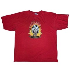 JNCO Jeans x LA Galaxy T Shirt Vintage 90s Red XXL Skull Flames Soccer USA 2XL