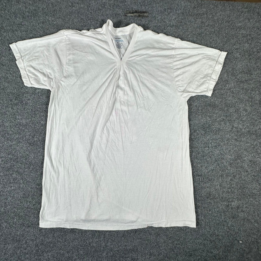 Stafford T-Shirt Mens Size XL White Dry+Cool V-Neck Short Sleeve Undershirt