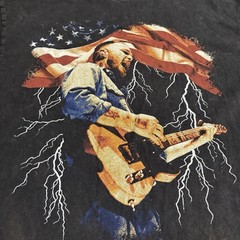 Zach Bryan Tour Merch Shirt Lightening American Flag Size Large Sun-Fade Worn In