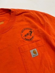 City of Boulder Colorado Public Works Carhartt Tee Men Med Orange K87 Pocket