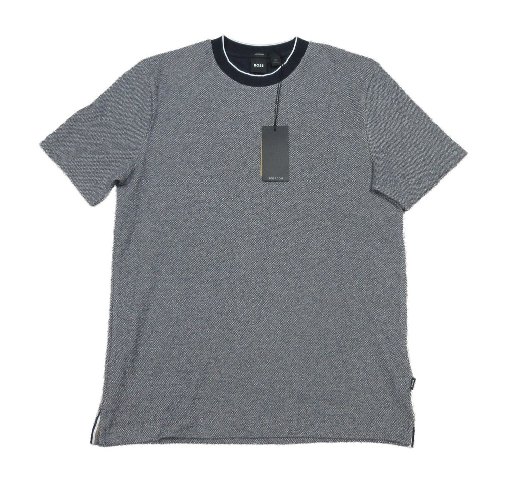 Boss Hugo Boss Navy H-Thompson Textured Pattern Cotton Short Sleeve T-Shirt L