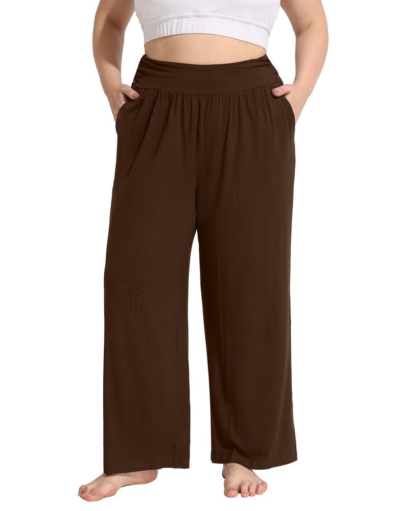 Plus Size Wide Leg Yoga Pants for Women Flowy Casual Lounge Pants Loose Pajam…