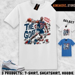 Tee Shirt Matching AJ 3 True Blue 2026 To Match Sneaker The Goat MJ T-Shirt