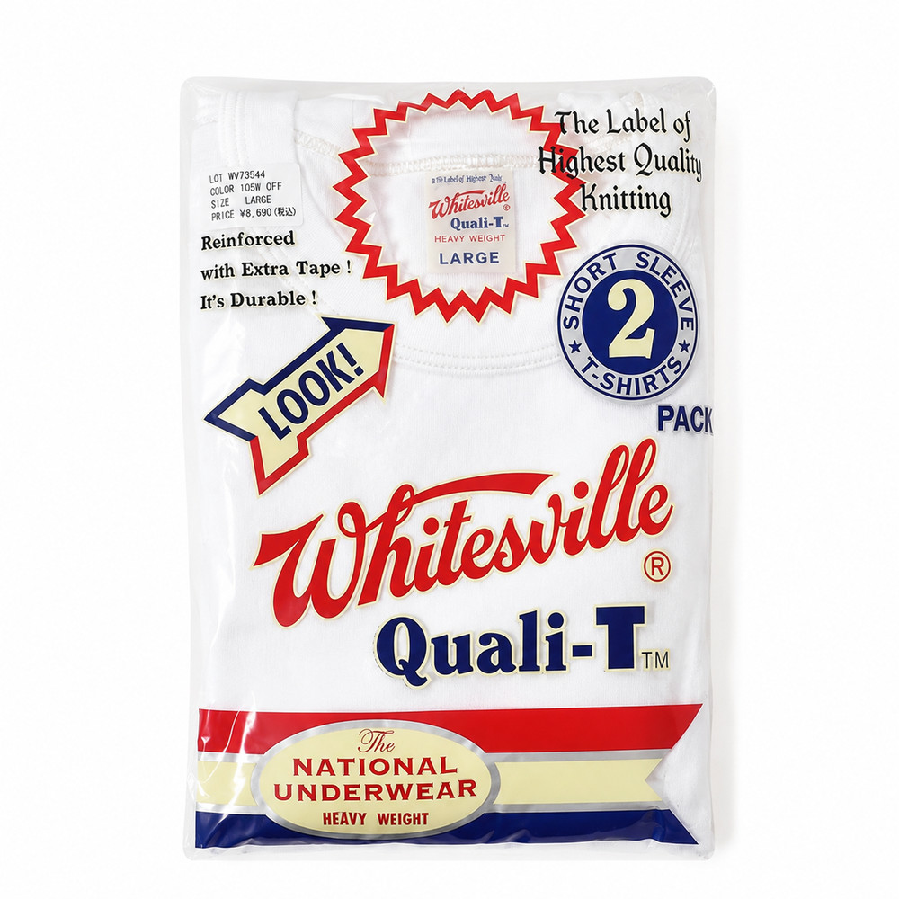 Whitesville WV73544 2-PACK T-SHIRT OFF-WHITE Size M L XL XXL Men’s Made in Japan