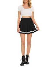 Women Pleated Skirt A-Line Short Mini Basic Skirt School Uniform Cheerleader …