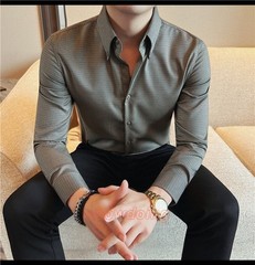 Men’s Long Sleeved Shirt Spring Fashion Slim Fit Business Casual Shirt Tops