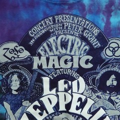 Led Zeppelin Shirt Mens Small Blue Tie Dyed Cotton Liquid Blue Page Plant